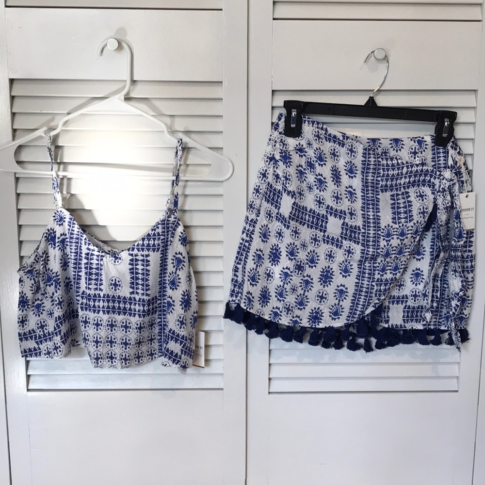 Tribal Cropped Cami and Wrap Skirt Set